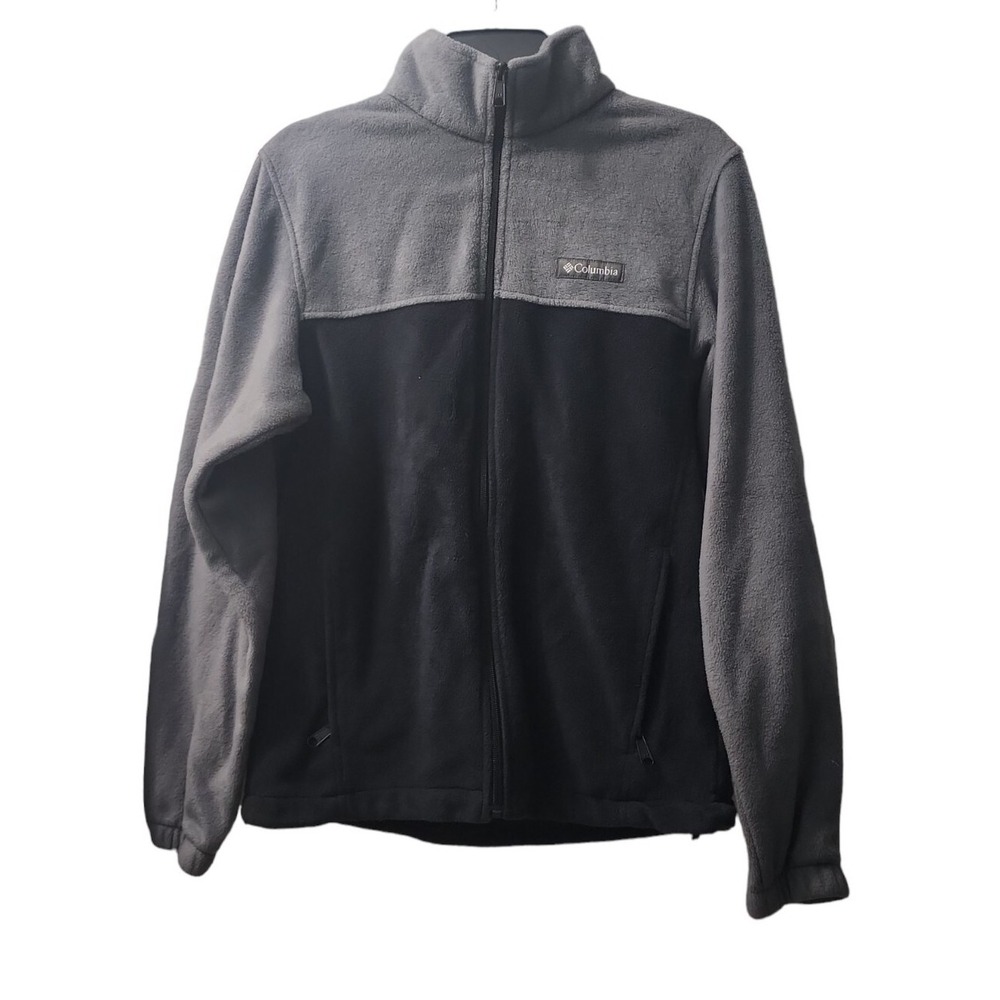 Columbia Fleece Jacket Full Zip Two‎ Tone Outdoor Coat Gray Black S